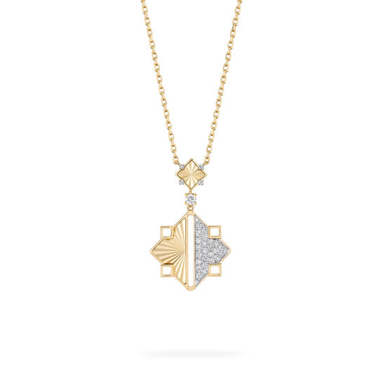 Birks Muse Guilloch&eacute; Yellow Gold and Diamond Drop Pendant image number 0